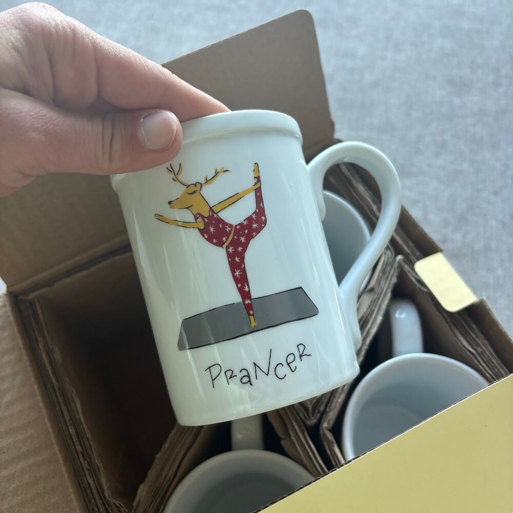 NIB 4x Pottery Barn Christmas Reindeer Ceramic Mugs - Picture 5 of 7